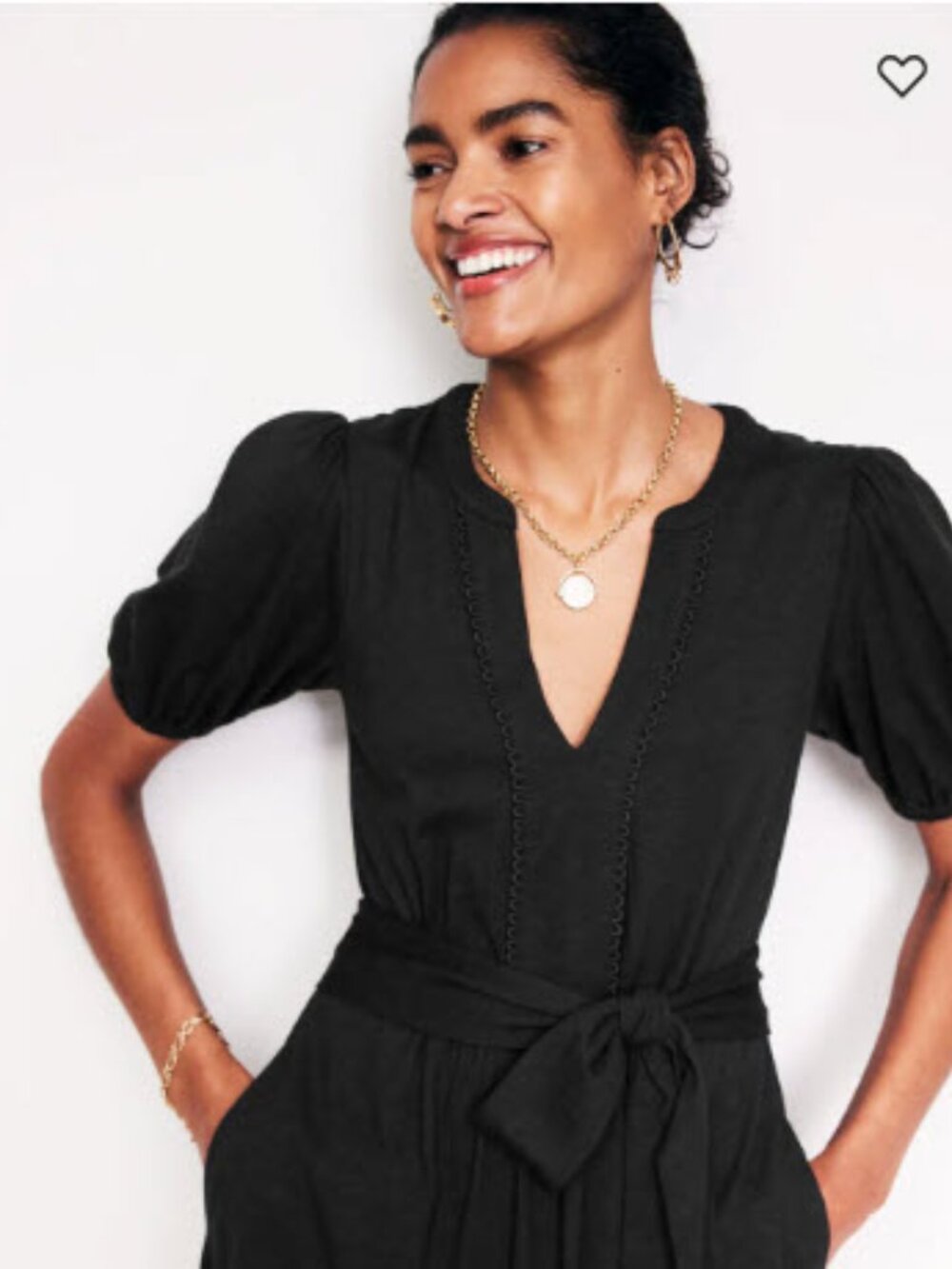 Boden Sofia Trim Jersey Midi Dress Black 16-18R - Picture 2 of 13